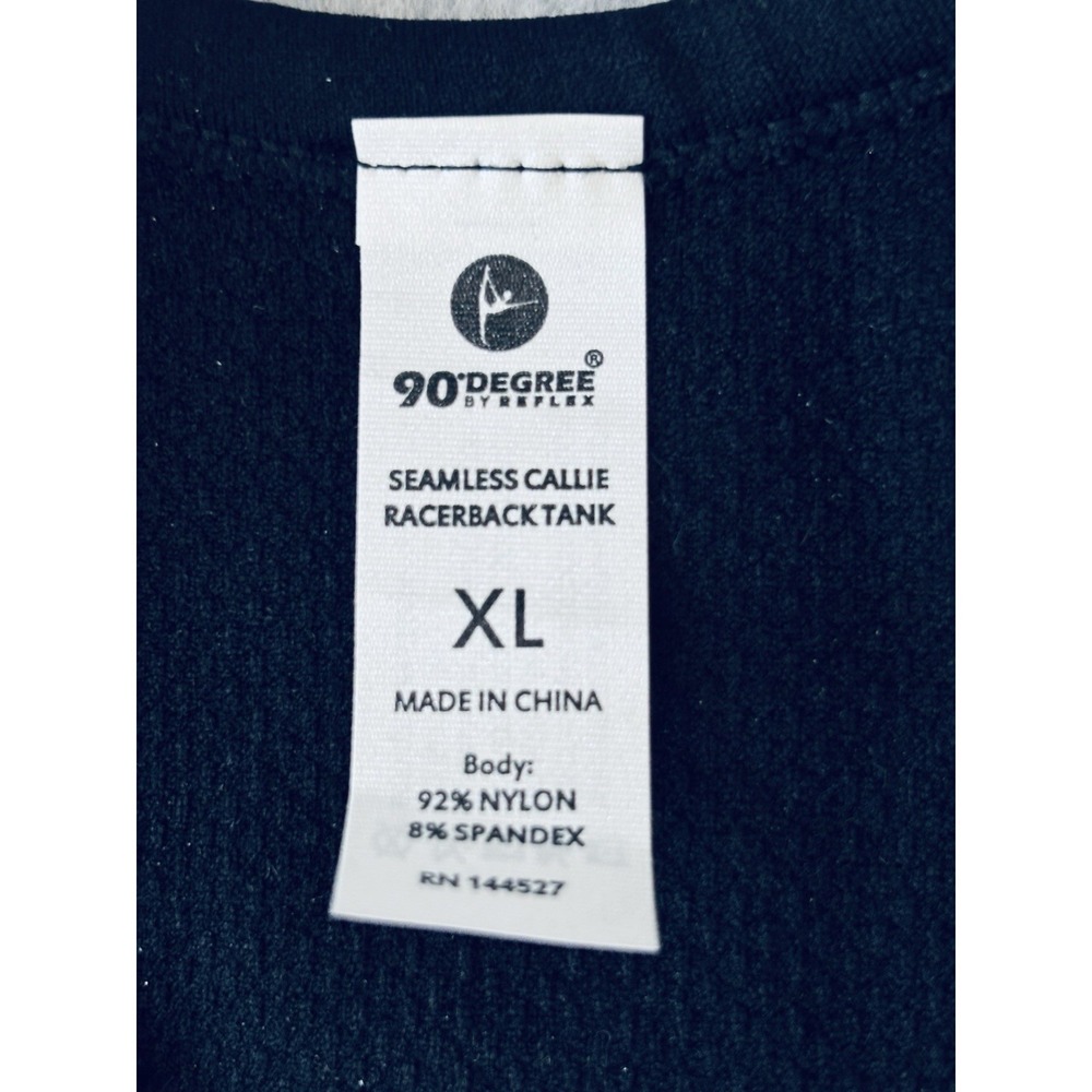 90 Degree by Reflex Womens XL Black Seamless Ribbed Racerback Crop Tank Top - Picture 4 of 7